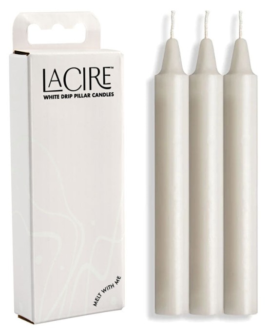 LaCire Drip Pillar Candles - White