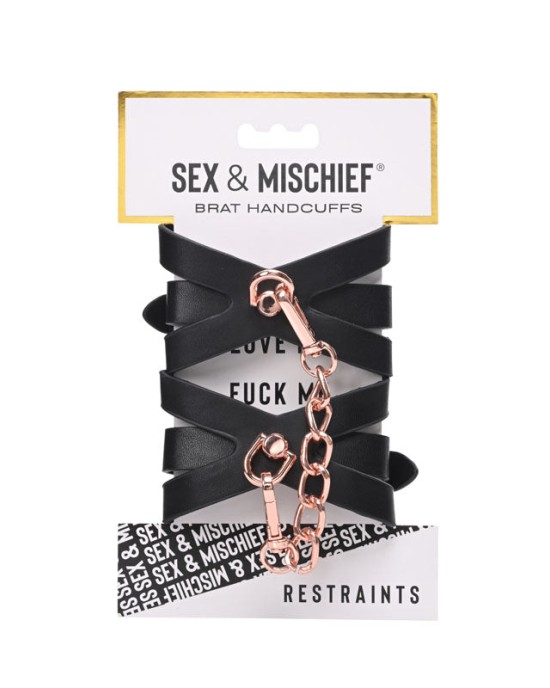 Sex & Mischief Brat Handcuffs - Rose Gold/Black