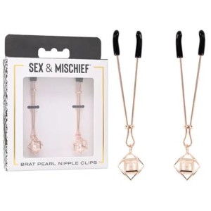 Sex & Mischief Brat Pearl Nipple Clips - Rose Gold