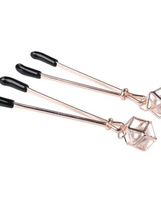 Sex & Mischief Brat Pearl Nipple Clips - Rose Gold