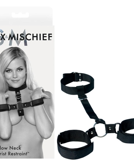 Sex & Mischief Shadow Neck and Wrist Restraint - Black