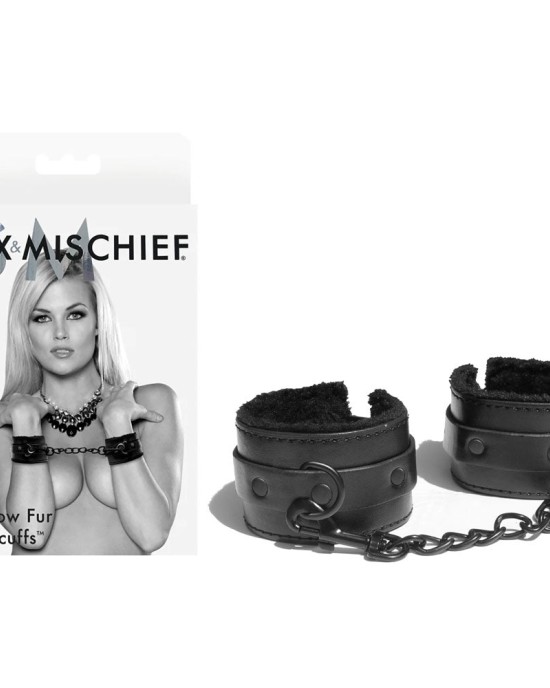 Sex & Mischief Shadow Fur Handcuffs - Black