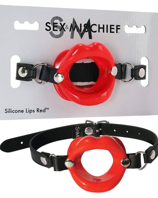 Sex & Mischief Silicone Lips Mouth Gag - Red