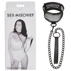 Sex & Mischief Fishnet Collar and Leash - Black