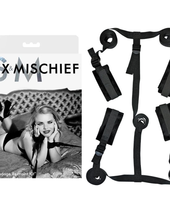 Sex & Mischief Bed Bondage Restraint Kit - Black