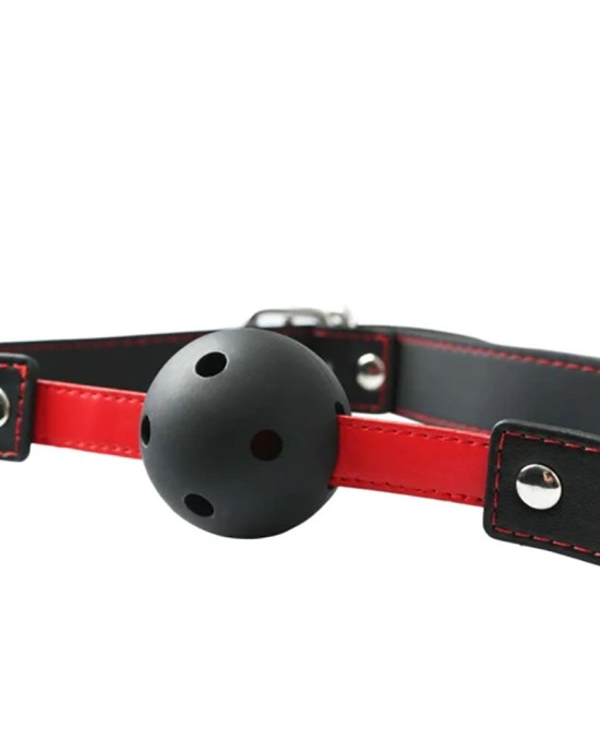 Sex & Mischief Hush Ball Gag - Red/Black