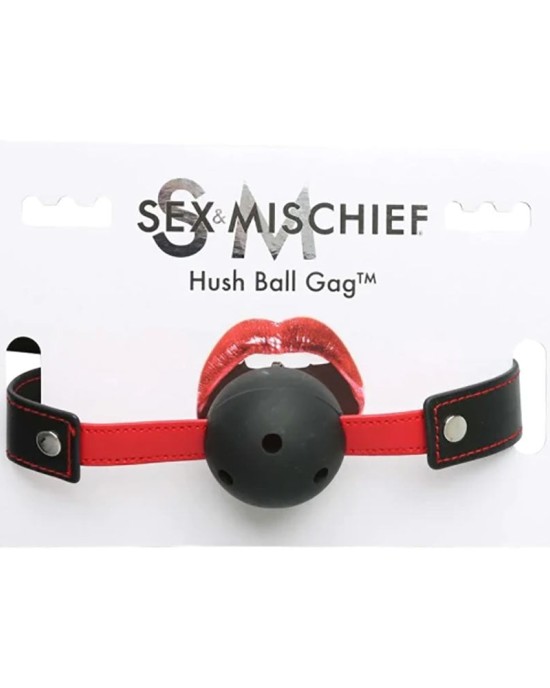 Sex & Mischief Hush Ball Gag - Red/Black