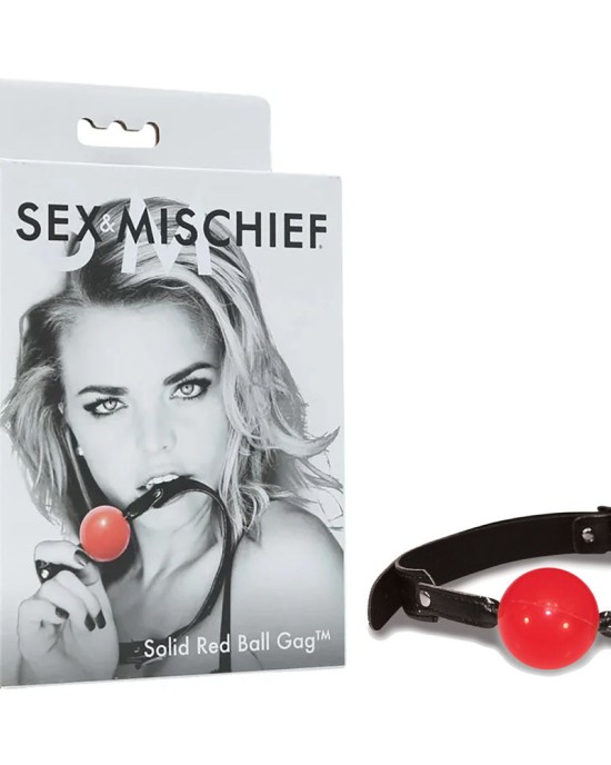 Sex & Mischief Solid Red Ball Gag - Red/Black