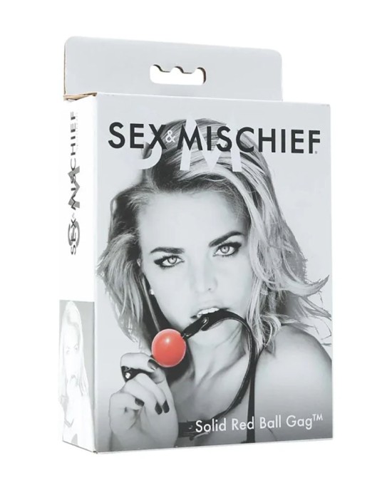 Sex & Mischief Solid Red Ball Gag - Red/Black