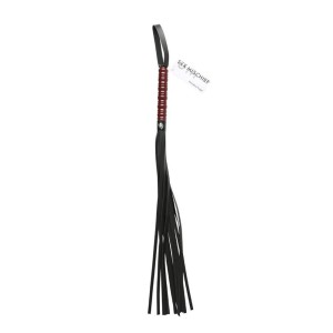 Sex & Mischief Mahogany Flogger with Wooden Handle - Black