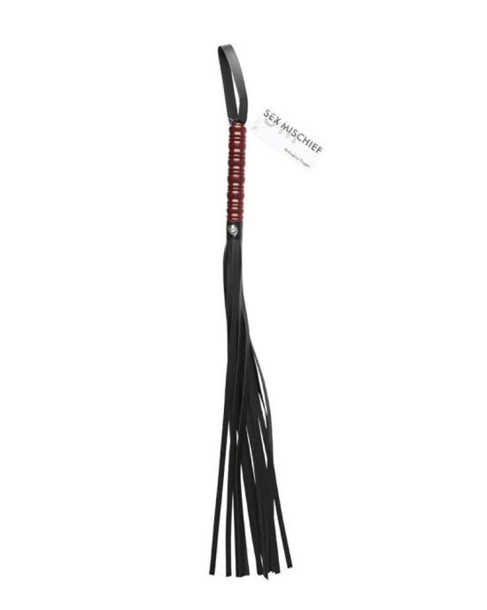 Sex & Mischief Mahogany Flogger with Wooden Handle - Black