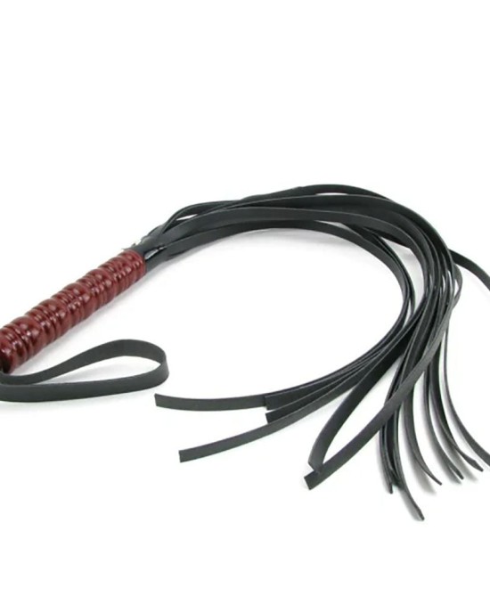 Sex & Mischief Mahogany Flogger with Wooden Handle - Black