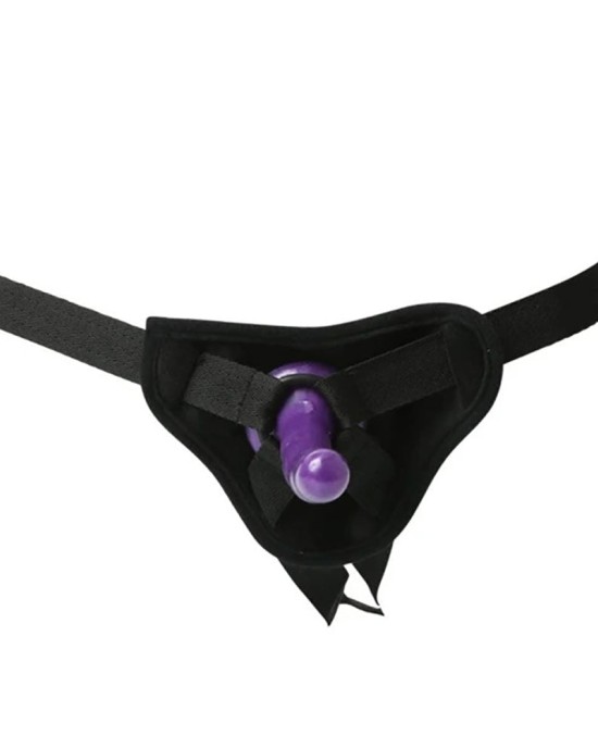 Sex & Mischief Strap-On & Silicone Dildo Kit - Black/Purple