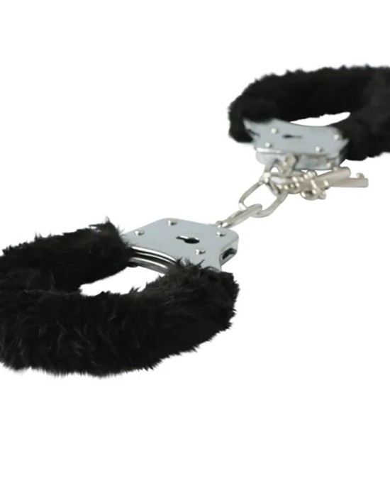 Sex & Mischief Furry Handcuffs - Black