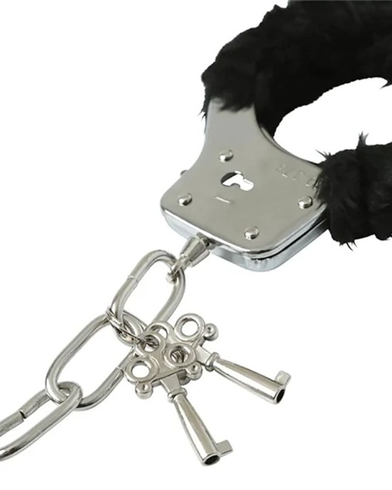 Sex & Mischief Furry Handcuffs - Black