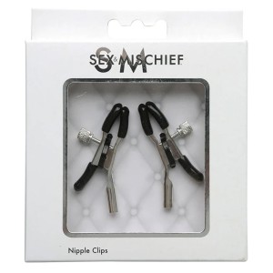 Sex & Mischief Nipple Clips - Silver/Black