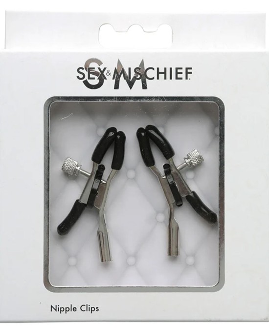 Sex & Mischief Nipple Clips - Silver/Black