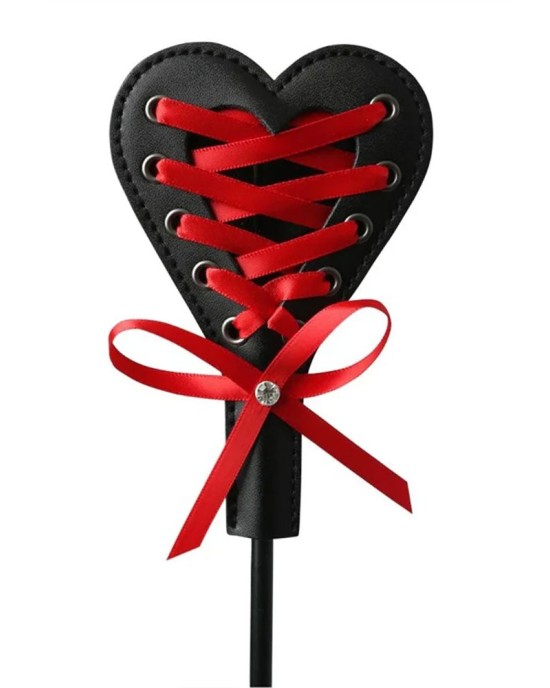 Sex & Mischief Heart Beat Crop - Black/Red