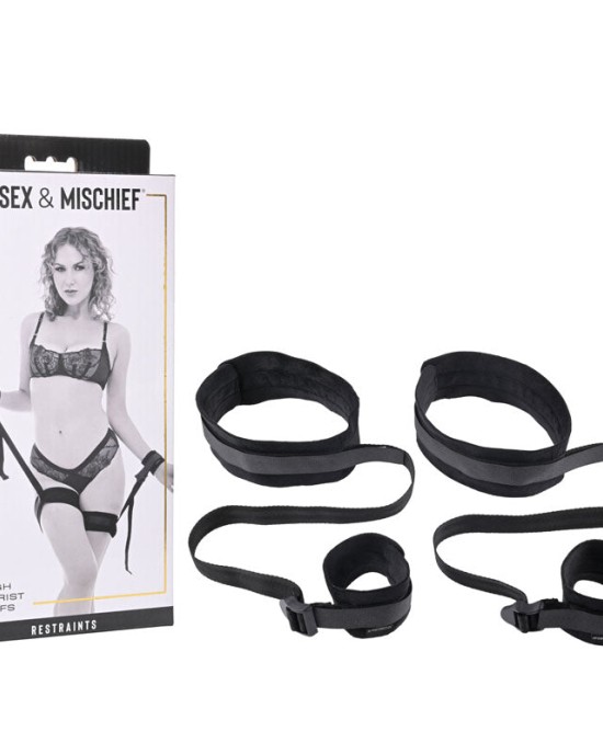 Sex & Mischief Thigh & Wrist Cuffs - Black