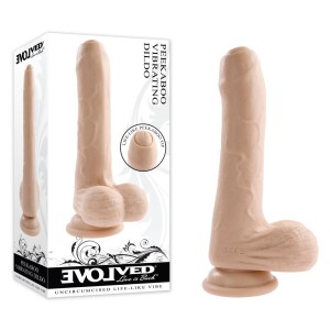 Evolved Peek A Boo 8.5 Inch Vibrating Uncut Dildo - Light Flesh