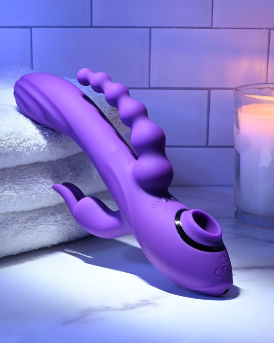 Evolved Fourgasm Triple Vibrator with Suction - Purple