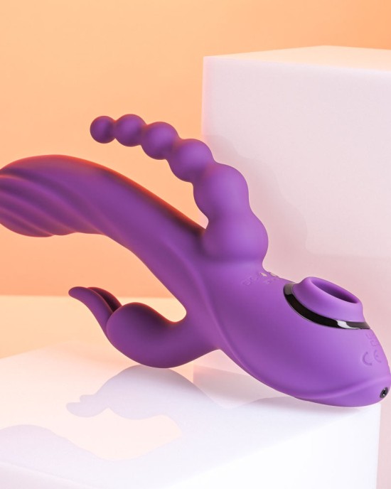 Evolved Fourgasm Triple Vibrator with Suction - Purple