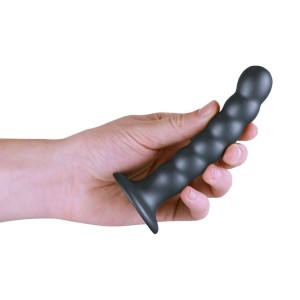 Ouch! Beaded Silicone 5 Inch G-Spot Dildo - Gunmetal