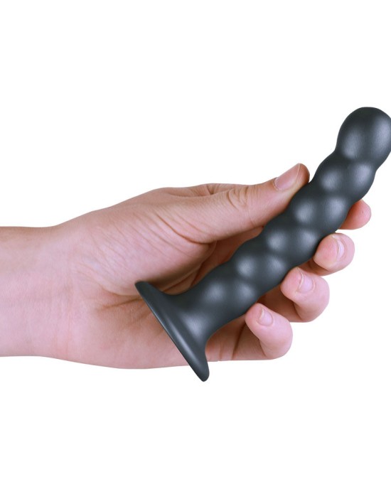 Ouch! Beaded Silicone 5 Inch G-Spot Dildo - Gunmetal