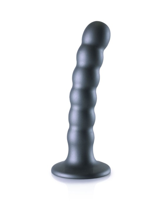 Ouch! Beaded Silicone 5 Inch G-Spot Dildo - Gunmetal