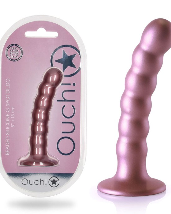 Ouch! Beaded Silicone 5 Inch G-Spot Dildo - Rose Gold