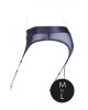 Ouch! Vibrating Strap-On Thong with Adjustable Garters Harness - Black