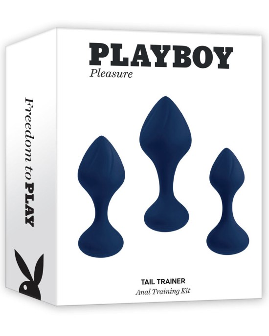 Playboy Pleasure Tail Trainer Butt Plugs - Black - Set of 3