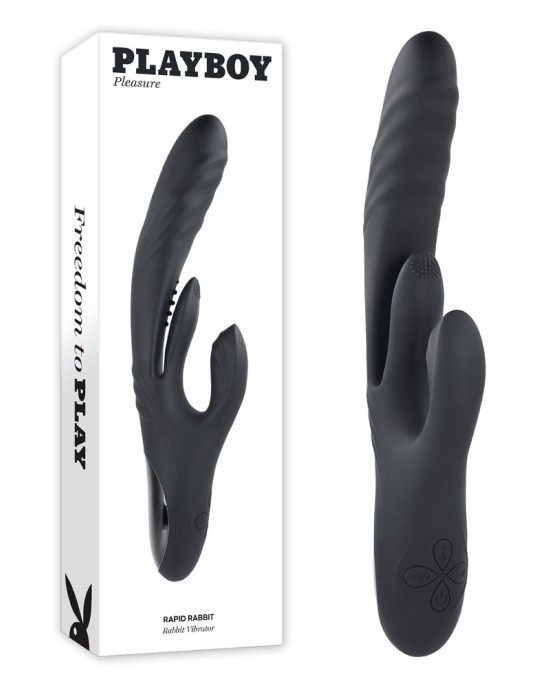 Playboy Pleasure Rapid Rabbit Vibrator - Black