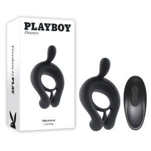 Playboy Pleasure Triple Play - Cock Ring with Wireless Remote - Black