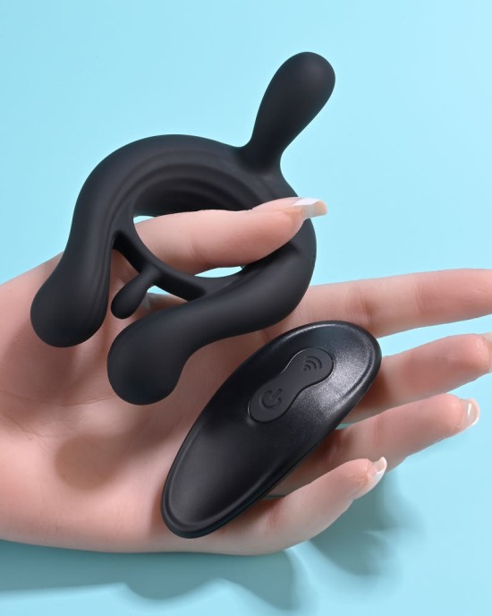 Playboy Pleasure Triple Play - Cock Ring with Wireless Remote - Black