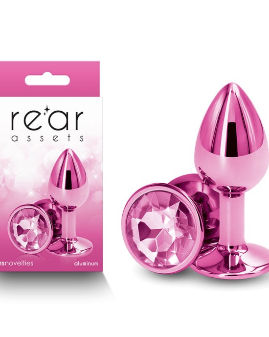 Rear Assets Small Metal Butt Plug with Pink Round Gem