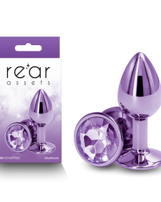 Rear Assets Small Metal Butt Plug with Purple Round Gem