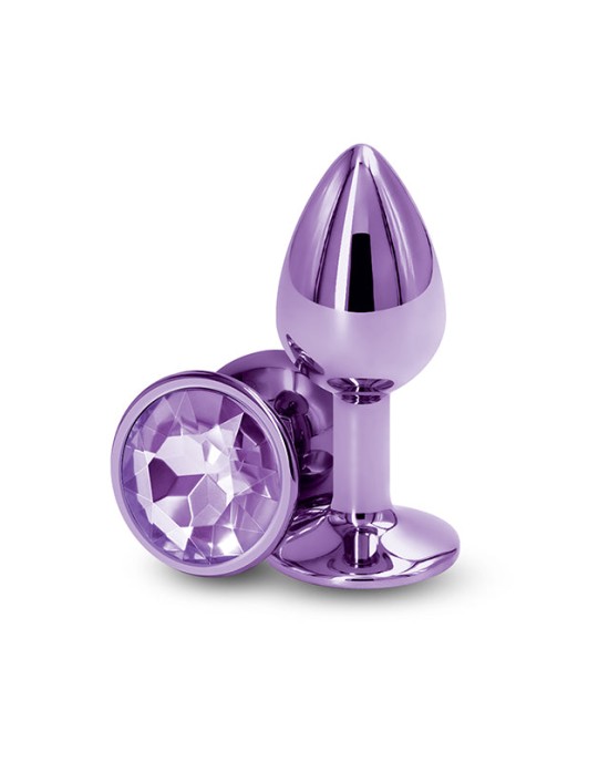 Rear Assets Small Metal Butt Plug with Purple Round Gem