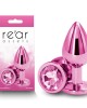 Rear Assets Medium Metal Butt Plug with Pink Round Gem