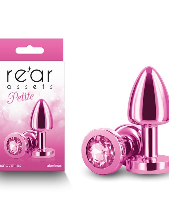 Rear Assets Petite Metal Butt Plug with Pink Round Gem