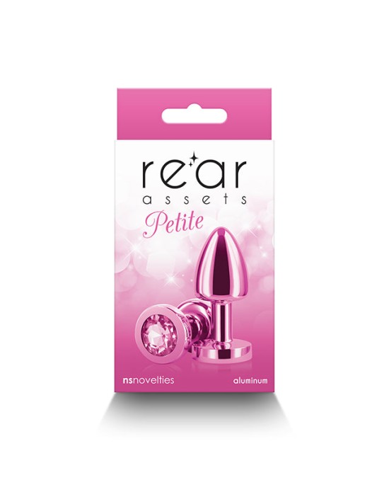 Rear Assets Petite Metal Butt Plug with Pink Round Gem