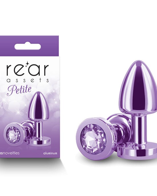 Rear Assets Petite Metal Butt Plug with Purple Round Gem