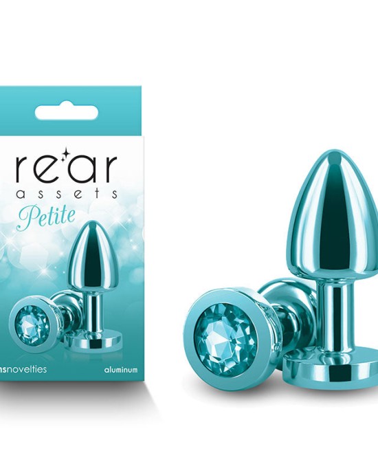 Rear Assets Petite Metal Butt Plug with Teal Round Gem