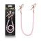 Bound Gold Nipple Clamps with Pink Pearl Chain