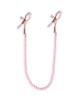 Bound Gold Nipple Clamps with Pink Pearl Chain