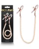 Bound Rose Gold Nipple Clamps with Gold Pearl Chain