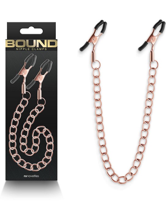 Bound Rose Gold Nipple Clamps with Chain