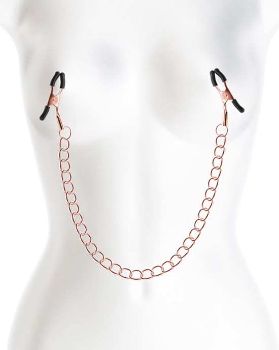 Bound Rose Gold Nipple Clamps with Chain