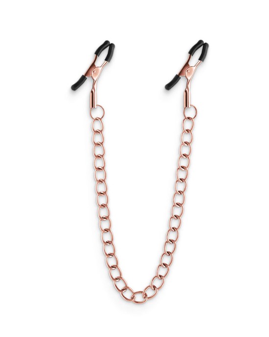 Bound Rose Gold Nipple Clamps with Chain