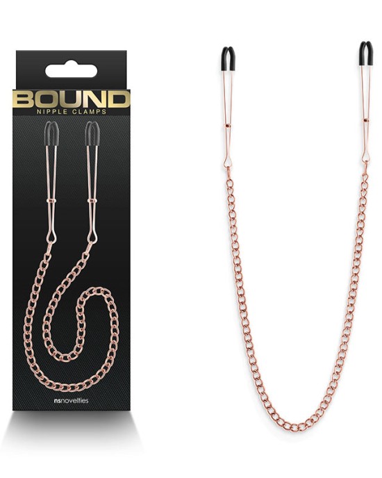 Bound Rose Gold Nipple Clamps with RG Chain